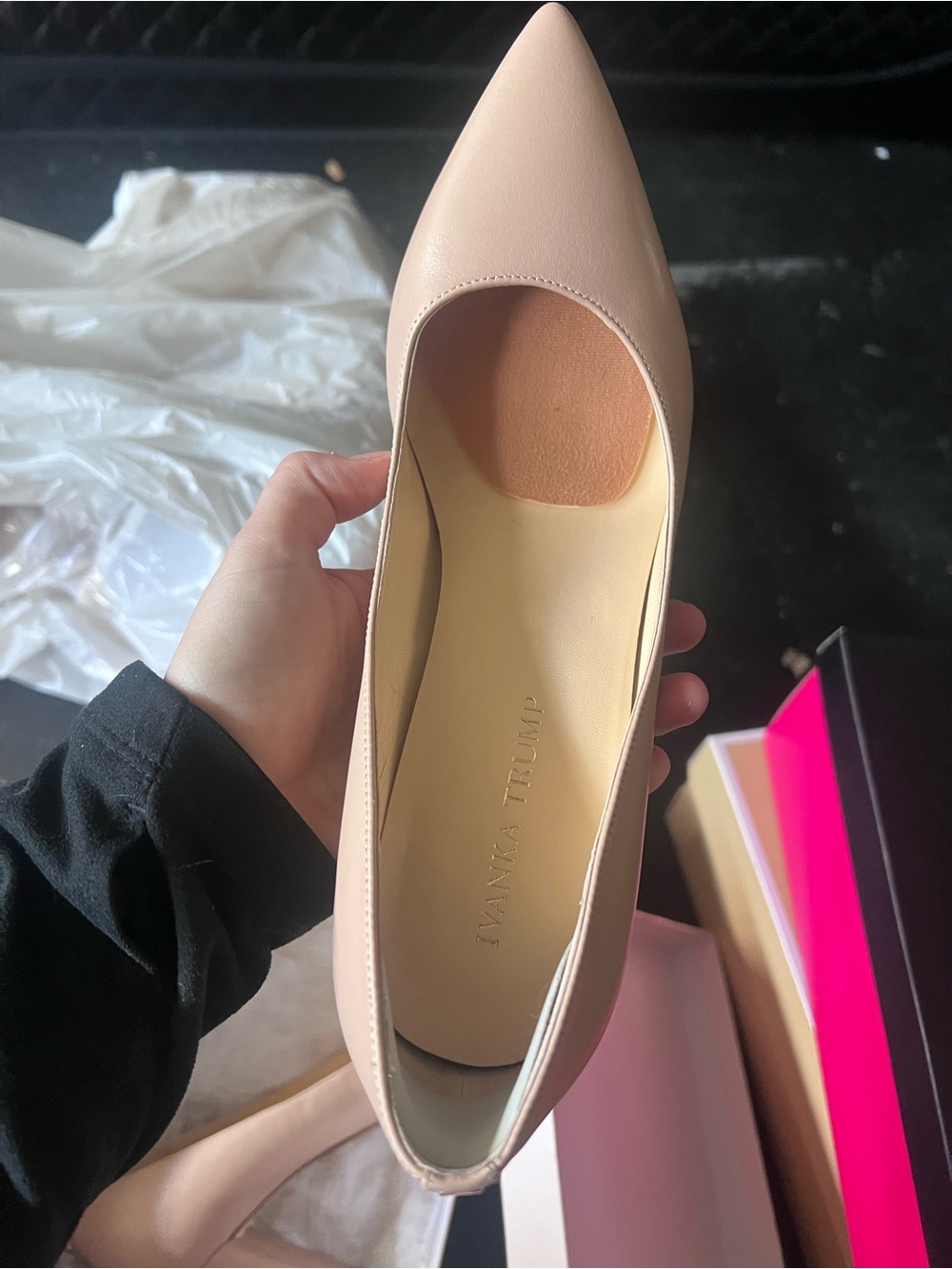 Ivanka Trump Blush Pointed-Toe Leather Pump
